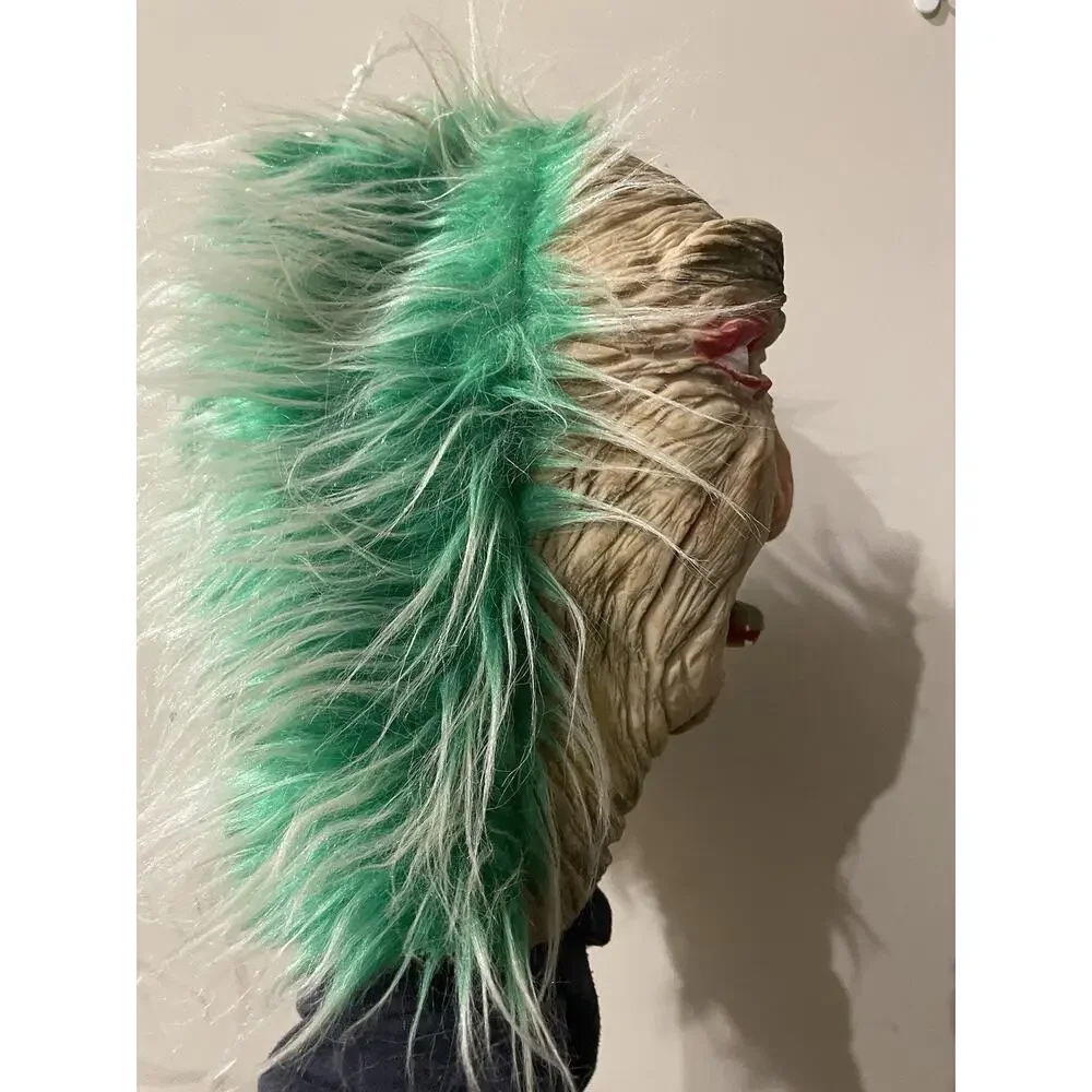 Halloween Rubber Face Mask Green Hair‎ Eyes Halloween Creepy Monster